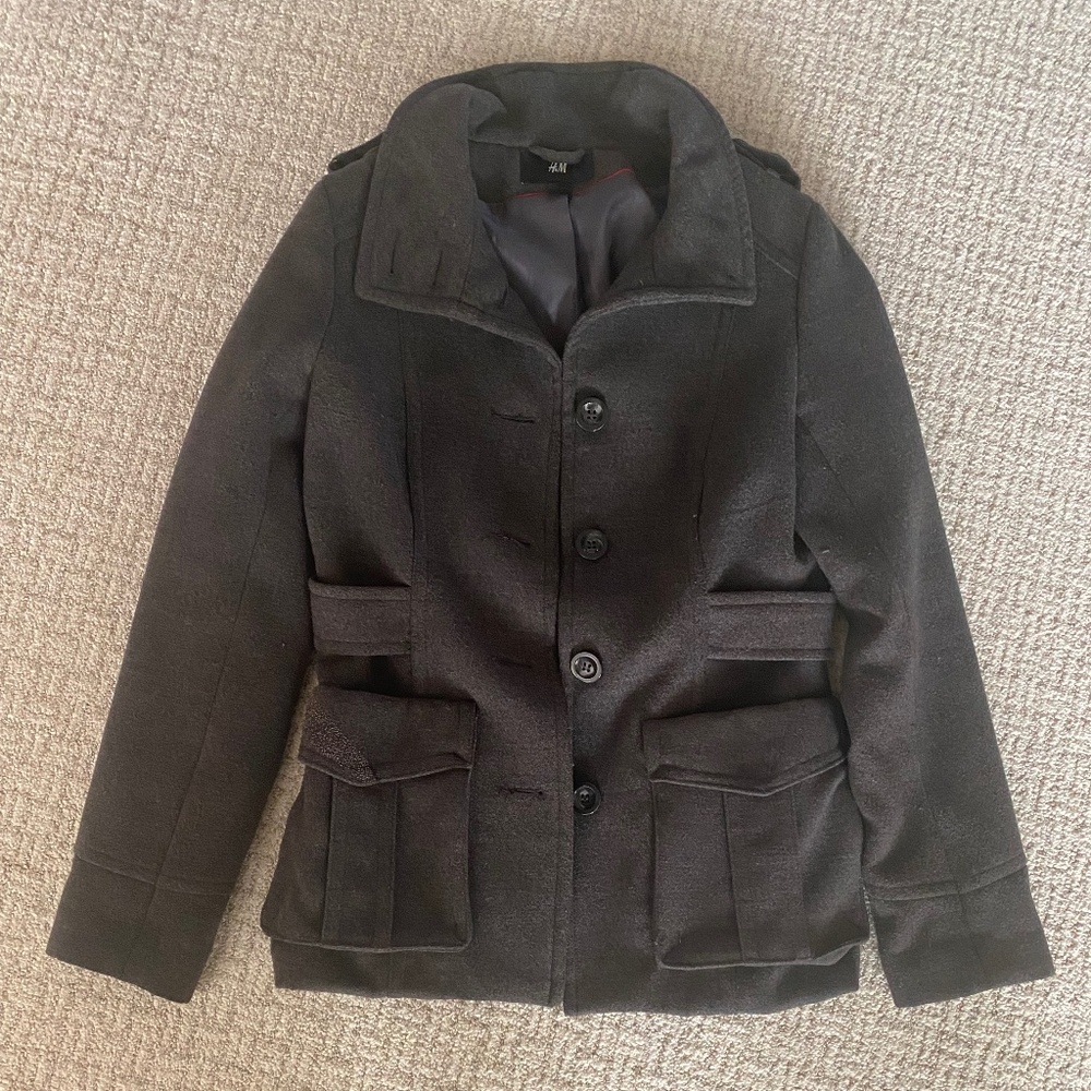 H&M Women's Grey Coat sz 6 pockets
